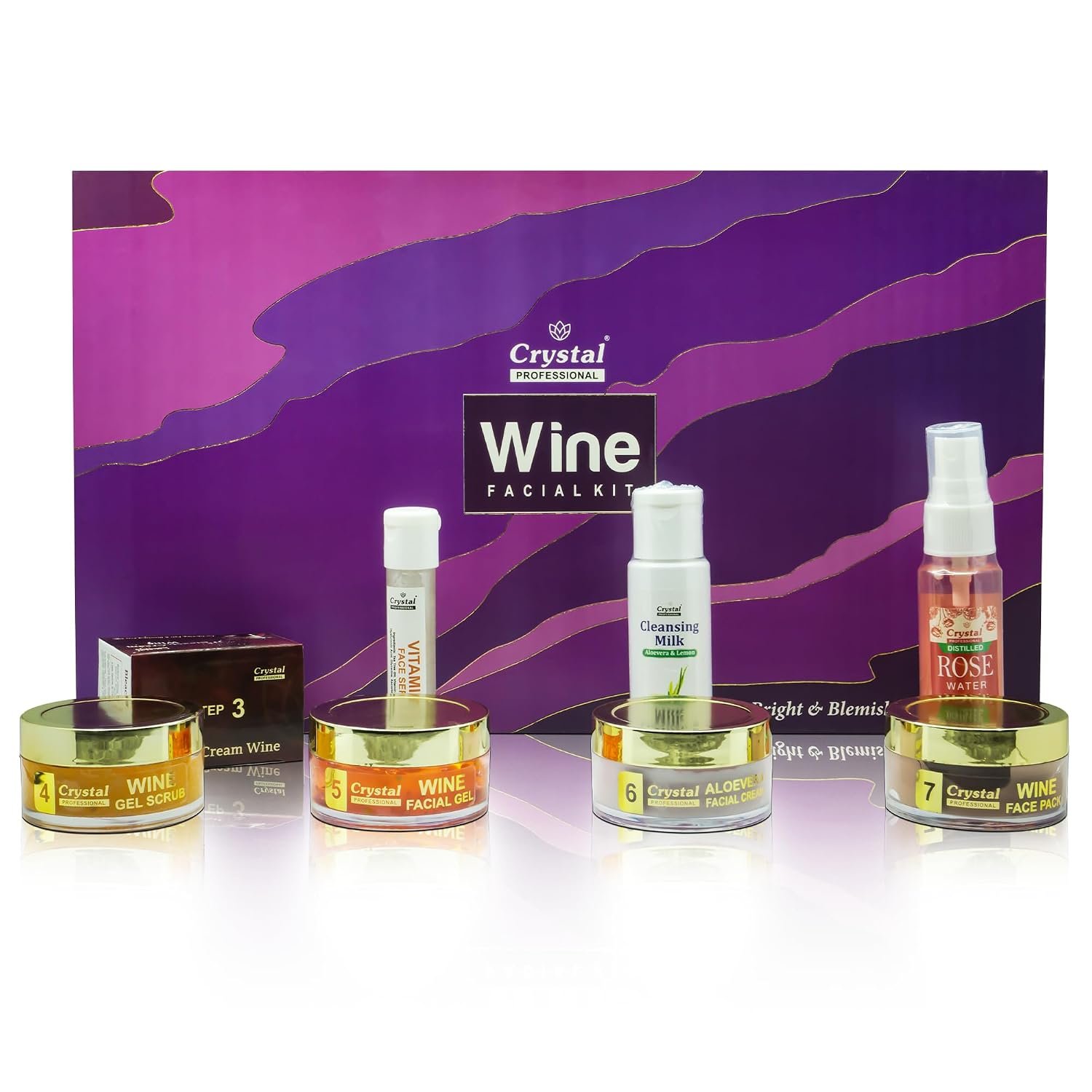 Wine Facial Kit for Women & Men | Professional 8-in-1 Facial kit | Suitable for All Skin Types
